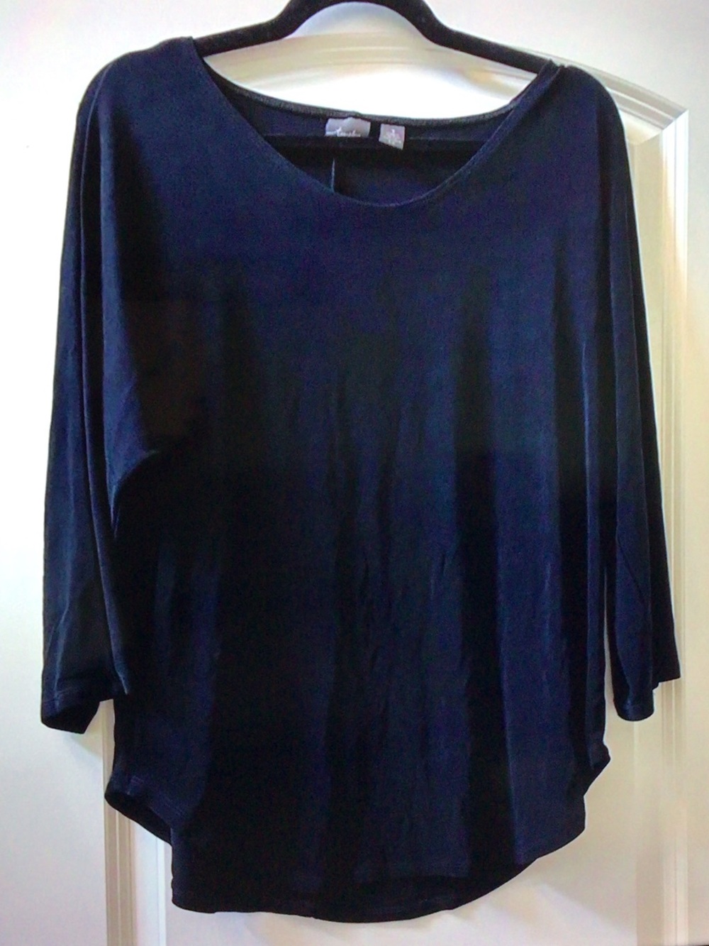 Chico's Navy Blue Boatneck Long Sleeve Top